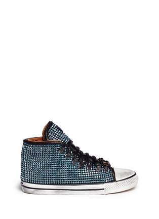Main View - Click To Enlarge - BLACK DIONISO - 'Vintage Sneaker Swarovski' leather sneakers