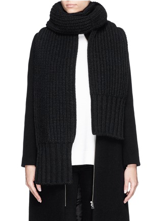 Figure View - Click To Enlarge - ANN DEMEULEMEESTER - Double layer open end rib knit scarf