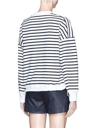 Back View - Click To Enlarge - SACAI LUCK - Lucky logo stripe cotton sweater