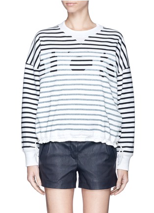 Main View - Click To Enlarge - SACAI LUCK - Lucky logo stripe cotton sweater