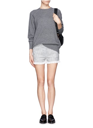 Figure View - Click To Enlarge - T BY ALEXANDER WANG - Fringed cotton shorts