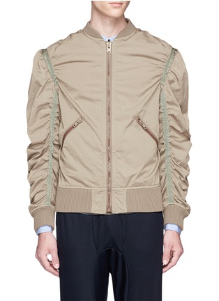 Main View - Click To Enlarge - KOLOR - Ruched sleeve bomber jacket