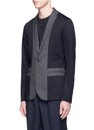 Front View - Click To Enlarge - KOLOR - Colourblock cotton jersey soft blazer