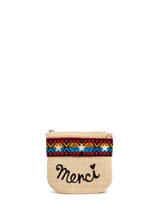 Detail View - Click To Enlarge - VENNA - 'Merci' leather fringe tribal embroidered raffia crossbody bag