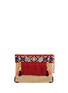 Main View - Click To Enlarge - VENNA - 'Lovely' suede fringe tribal beadwork pompom raffia clutch