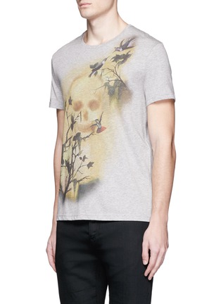 Front View - Click To Enlarge - ALEXANDER MCQUEEN - Skull hummingbird print organic cotton T-shirt