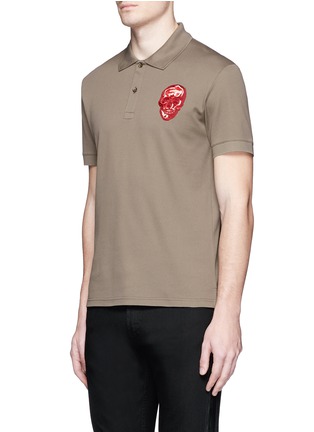 Front View - Click To Enlarge - ALEXANDER MCQUEEN - Skull embroidered polo shirt