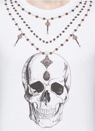 Detail View - Click To Enlarge - ALEXANDER MCQUEEN - Skull necklace print organic cotton T-shirt