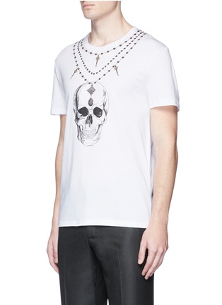 Front View - Click To Enlarge - ALEXANDER MCQUEEN - Skull necklace print organic cotton T-shirt