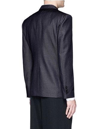 Back View - Click To Enlarge - ALEXANDER MCQUEEN - Double breasted wool-mohair denim blazer