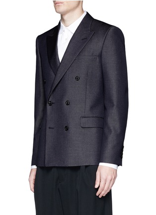 Front View - Click To Enlarge - ALEXANDER MCQUEEN - Double breasted wool-mohair denim blazer