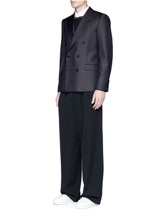 Figure View - Click To Enlarge - ALEXANDER MCQUEEN - Double breasted wool-mohair denim blazer