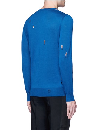 Back View - Click To Enlarge - ALEXANDER MCQUEEN - Ripped fine wool-silk sweater