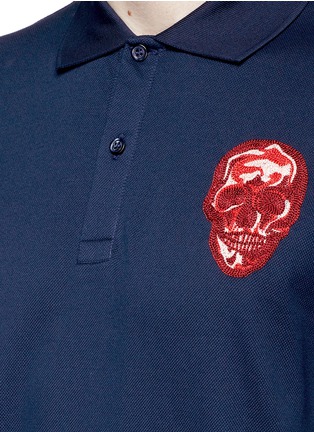 Detail View - Click To Enlarge - ALEXANDER MCQUEEN - Skull embroidered polo shirt