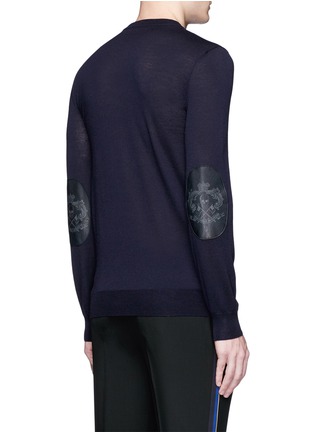 Back View - Click To Enlarge - ALEXANDER MCQUEEN - Skull leather elbow patch sweater