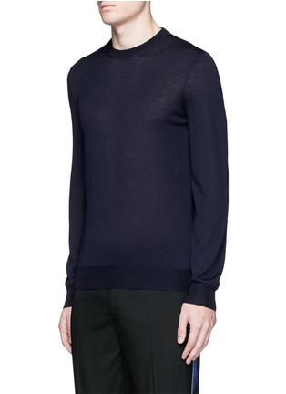 Front View - Click To Enlarge - ALEXANDER MCQUEEN - Skull leather elbow patch sweater
