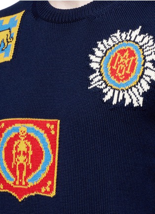 Detail View - Click To Enlarge - ALEXANDER MCQUEEN - Crest jacquard cotton sweater