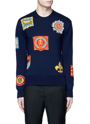 Main View - Click To Enlarge - ALEXANDER MCQUEEN - Crest jacquard cotton sweater