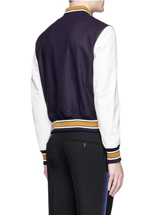 Back View - Click To Enlarge - ALEXANDER MCQUEEN - Logo patch leather sleeve varsity jacket