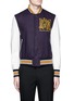 Main View - Click To Enlarge - ALEXANDER MCQUEEN - Logo patch leather sleeve varsity jacket