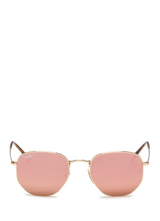 Main View - Click To Enlarge - RAY-BAN - 'RB3548NF' metal hexagonal mirror sunglasses