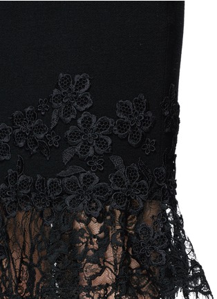 Detail View - Click To Enlarge - OSCAR DE LA RENTA - Guipure lace trim virgin wool blend crepe dress