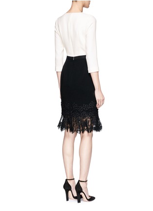 Back View - Click To Enlarge - OSCAR DE LA RENTA - Guipure lace trim virgin wool blend crepe dress