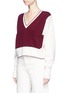 Front View - Click To Enlarge - CHLOÉ - Colourblock pocket cashmere sweater