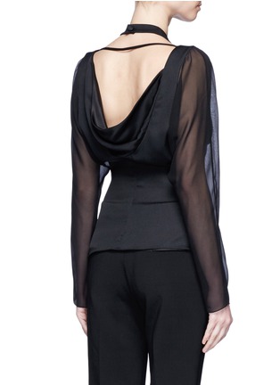 Back View - Click To Enlarge - LANVIN - Cowl neck chiffon sleeve silk cady top