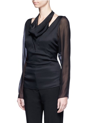 Front View - Click To Enlarge - LANVIN - Cowl neck chiffon sleeve silk cady top