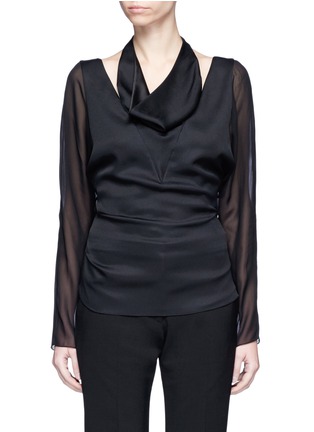 Main View - Click To Enlarge - LANVIN - Cowl neck chiffon sleeve silk cady top