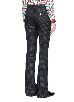 Back View - Click To Enlarge - GUCCI - Vintage polka dot wool blend flared pants