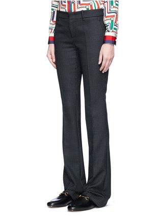 Front View - Click To Enlarge - GUCCI - Vintage polka dot wool blend flared pants