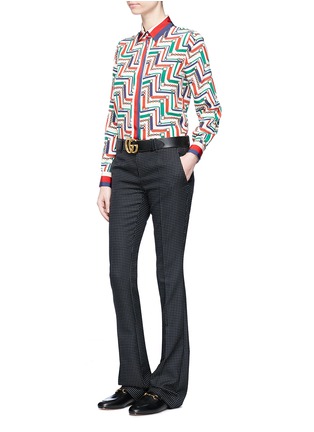 Figure View - Click To Enlarge - GUCCI - Vintage polka dot wool blend flared pants