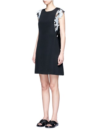 Front View - Click To Enlarge - 3.1 PHILLIP LIM - Floral knot back lace silk crepe dress