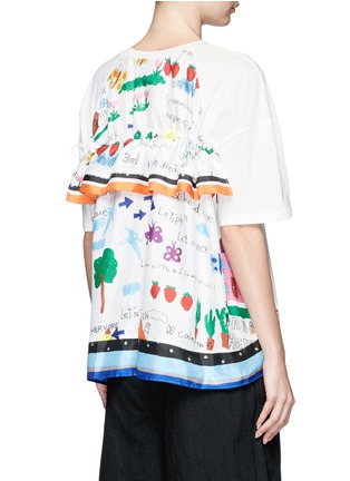 Back View - Click To Enlarge - MUVEIL - Doodle print ruffle back T-shirt