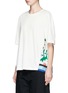 Front View - Click To Enlarge - MUVEIL - Doodle print ruffle back T-shirt