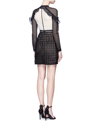 Back View - Click To Enlarge - SELF-PORTRAIT - 'Geometric Mini' organza frill guipure lace dress