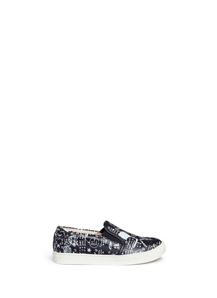 Main View - Click To Enlarge - AKID - 'Liv' Egyptian doodle print leather toddler slip-ons