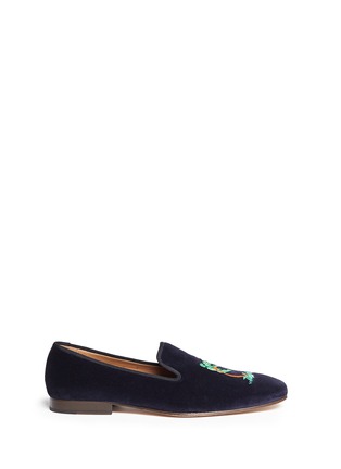 Main View - Click To Enlarge - STUBBS & WOOTTON - 'Storm' palm tree velvet slip-ons