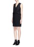 Front View - Click To Enlarge - ALEXANDER WANG - Surplice front silk and crepe dress