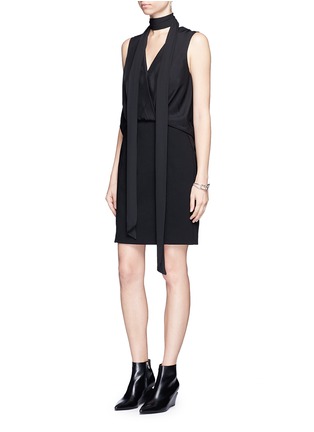 Figure View - Click To Enlarge - ALEXANDER WANG - Surplice front silk and crepe dress