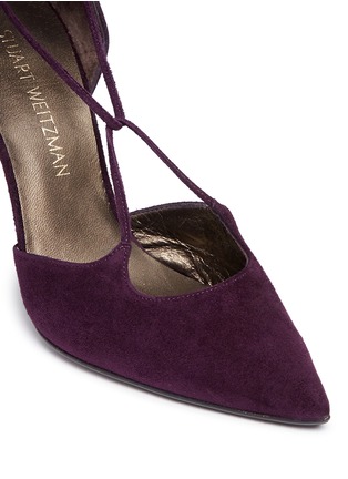 Detail View - Click To Enlarge - STUART WEITZMAN - 'On A String' lace-up suede d'Orsay pumps