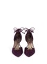Front View - Click To Enlarge - STUART WEITZMAN - 'On A String' lace-up suede d'Orsay pumps