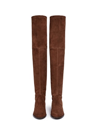 Front View - Click To Enlarge - STUART WEITZMAN - 'Midland' stretch suede thigh high boots