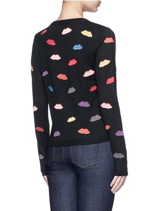 Back View - Click To Enlarge - ALICE & OLIVIA - Lips embroidery wool cardigan