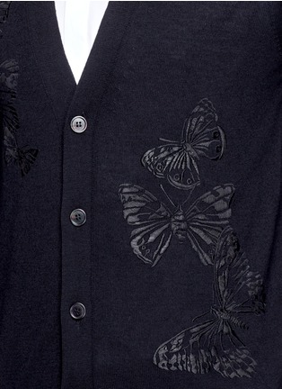 Detail View - Click To Enlarge - ALEXANDER MCQUEEN - Butterfly embroidery wool-silk cardigan