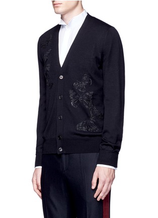 Front View - Click To Enlarge - ALEXANDER MCQUEEN - Butterfly embroidery wool-silk cardigan