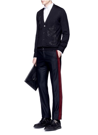 Figure View - Click To Enlarge - ALEXANDER MCQUEEN - Butterfly embroidery wool-silk cardigan