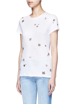 Front View - Click To Enlarge - VALENTINO GARAVANI - Embellished metallic star jersey T-shirt